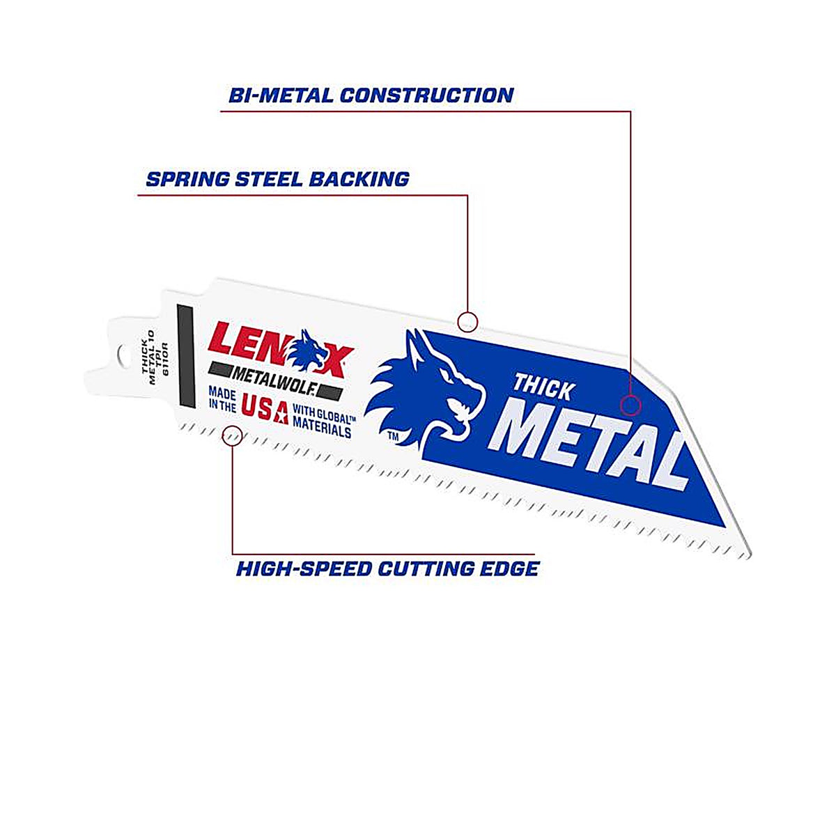Lenox - 201706110R - Metalwolf 6 In. Bi-Metal Wave Edge Reciprocating Saw Blade 10 TPI 5 Pack