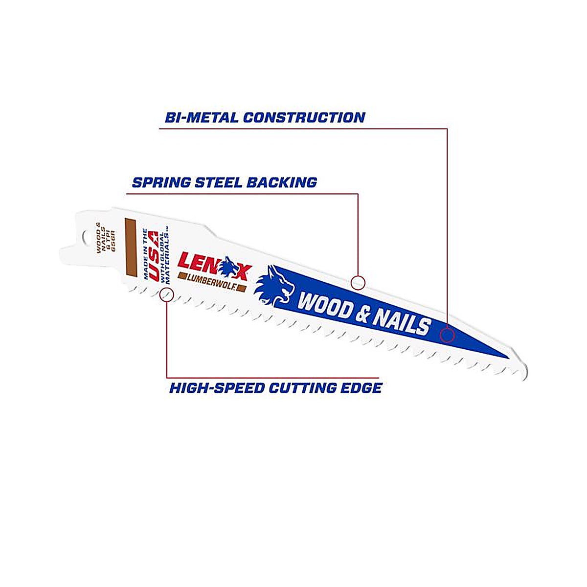 Lenox - 20530B656R - Lumberwolf 6 In. Bi-Metal Reciprocating Saw Blade 6 TPI 25 Pack