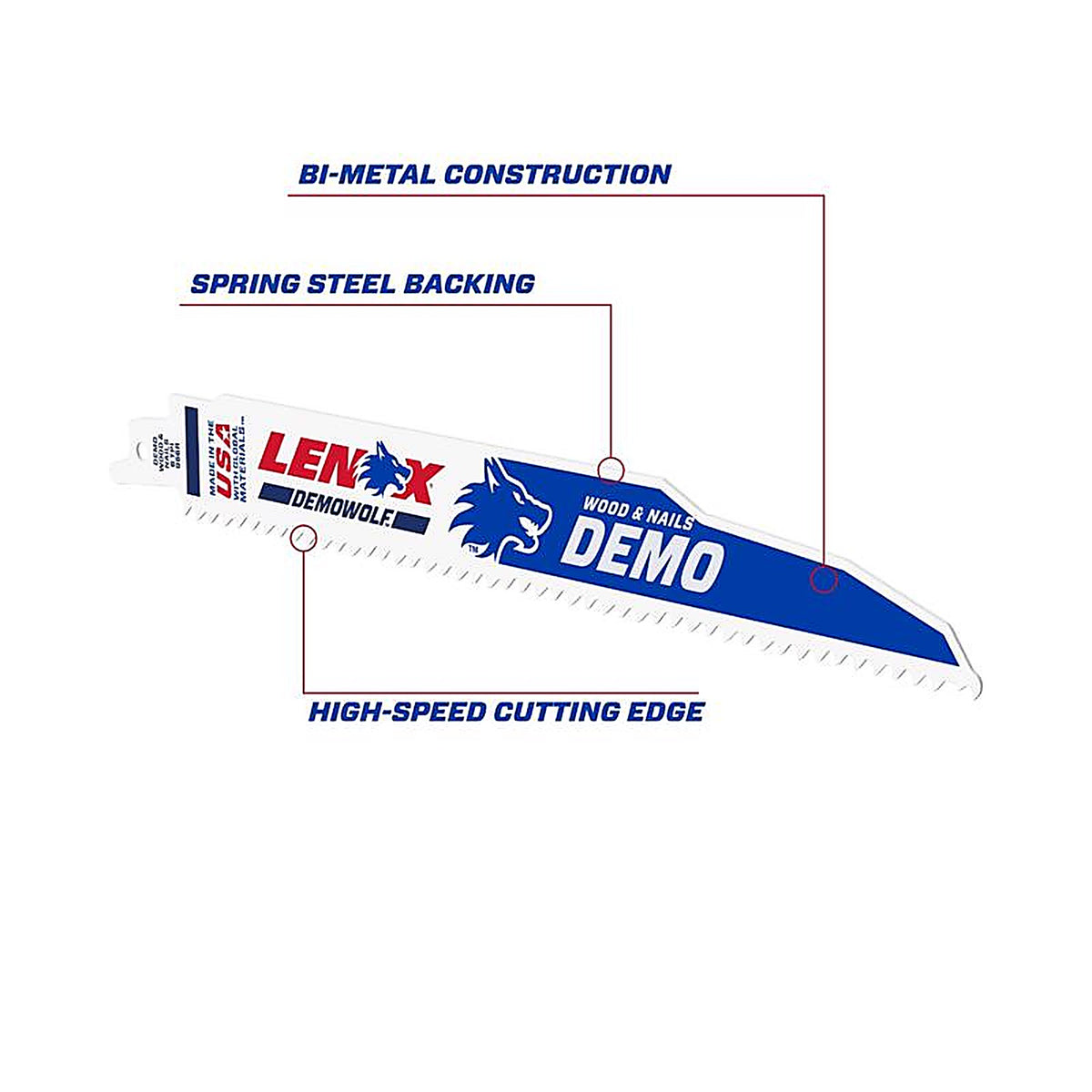 Lenox - 20523B966R - Demowolf 9 In. Bi-Metal Reciprocating Saw Blade 6 TPI 25 Pack