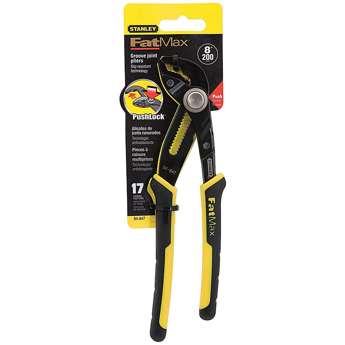 Stanley - 84-647 - Fatmax 8 In. Steel Push-Lock Groove Joint Pliers