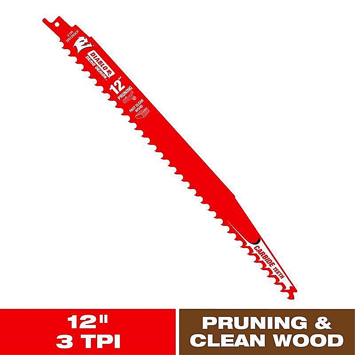 Diablo DS1203CP Demo Demon 12 in. Carbide Tipped Reciprocating Saw Blade 3 TPI 1 pk