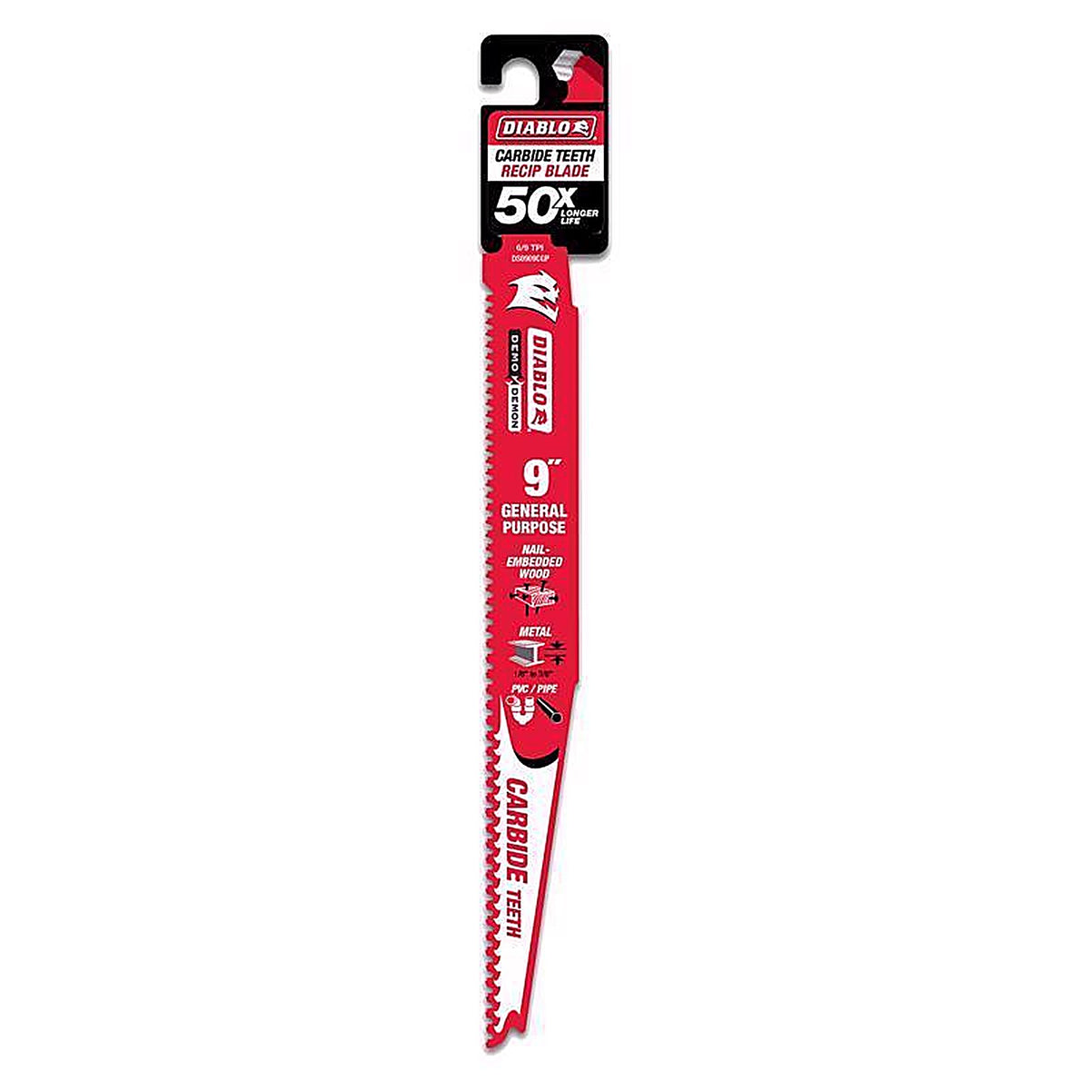 Diablo DS0909CGP Demo Demon 9 in. Carbide Tipped Reciprocating Saw Blade 6/9 TPI 1 pk