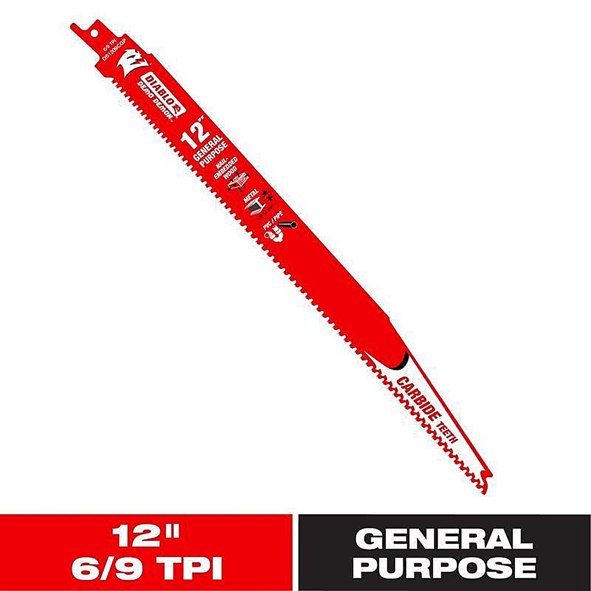 Diablo DS1209CGP Demo Demon 12 in. Carbide Reciprocating Saw Blade 6/9 TPI 1 pk