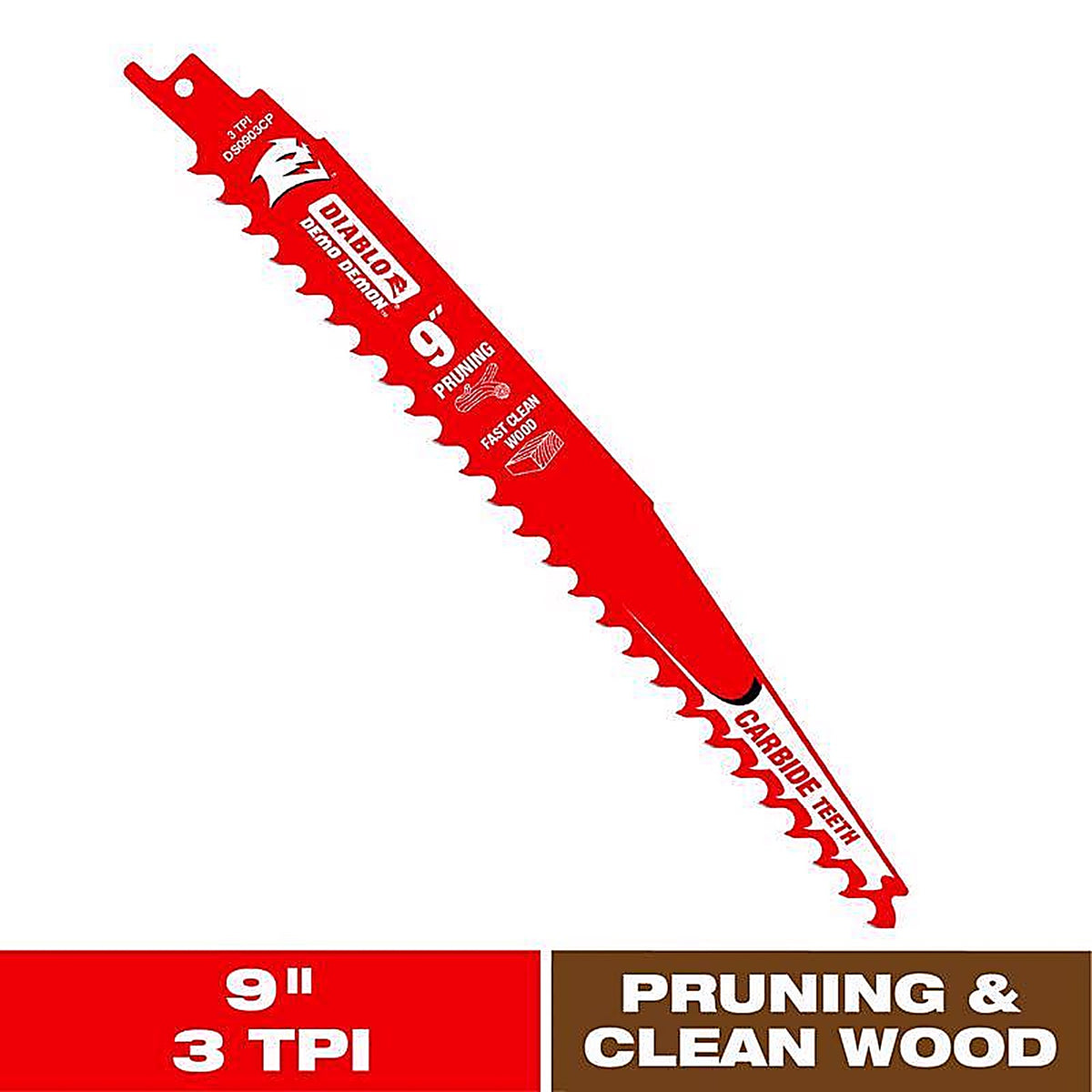 Diablo DS0903CP Demo Demon 9 in. Carbide Reciprocating Saw Blade 3 TPI 1 pk