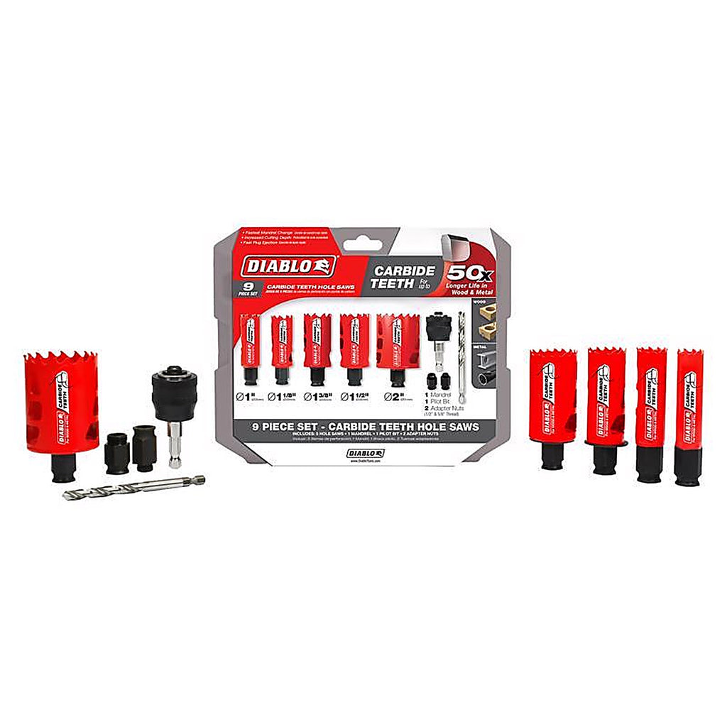 Diablo DHS09SGPCT Mandrel Hole Saw Kit 9 pc