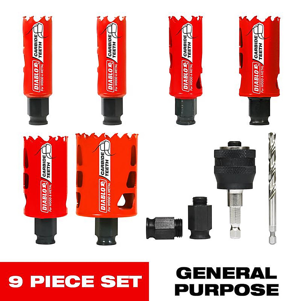 Diablo DHS09SGPCT Mandrel Hole Saw Kit 9 pc