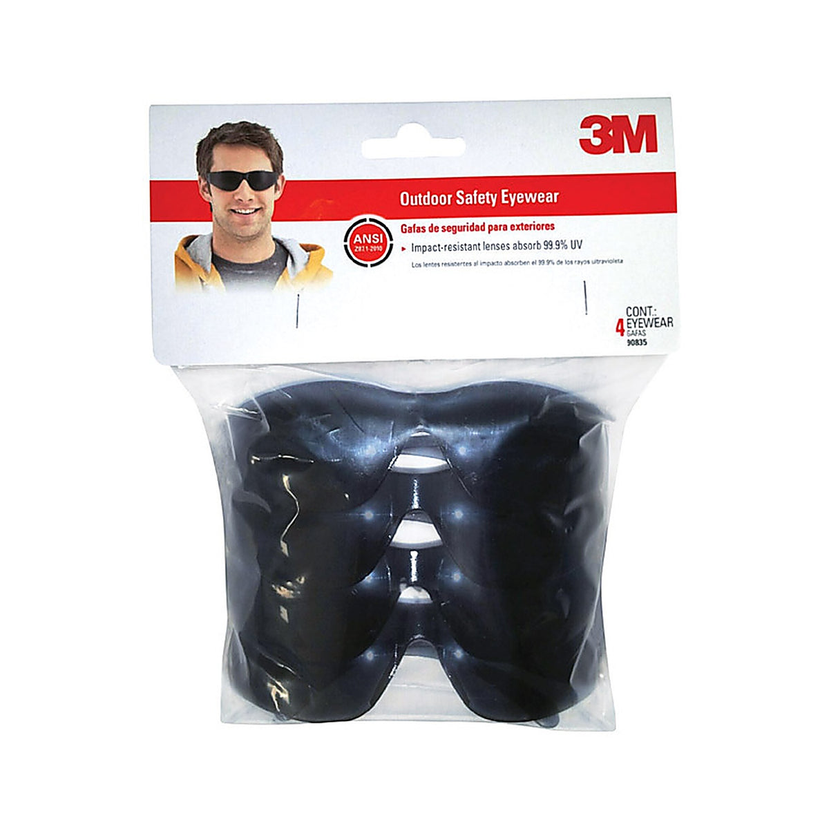 3M 90835 Anti-Fog Safety Glasses Gray Lens Gray Frame 4/pc.