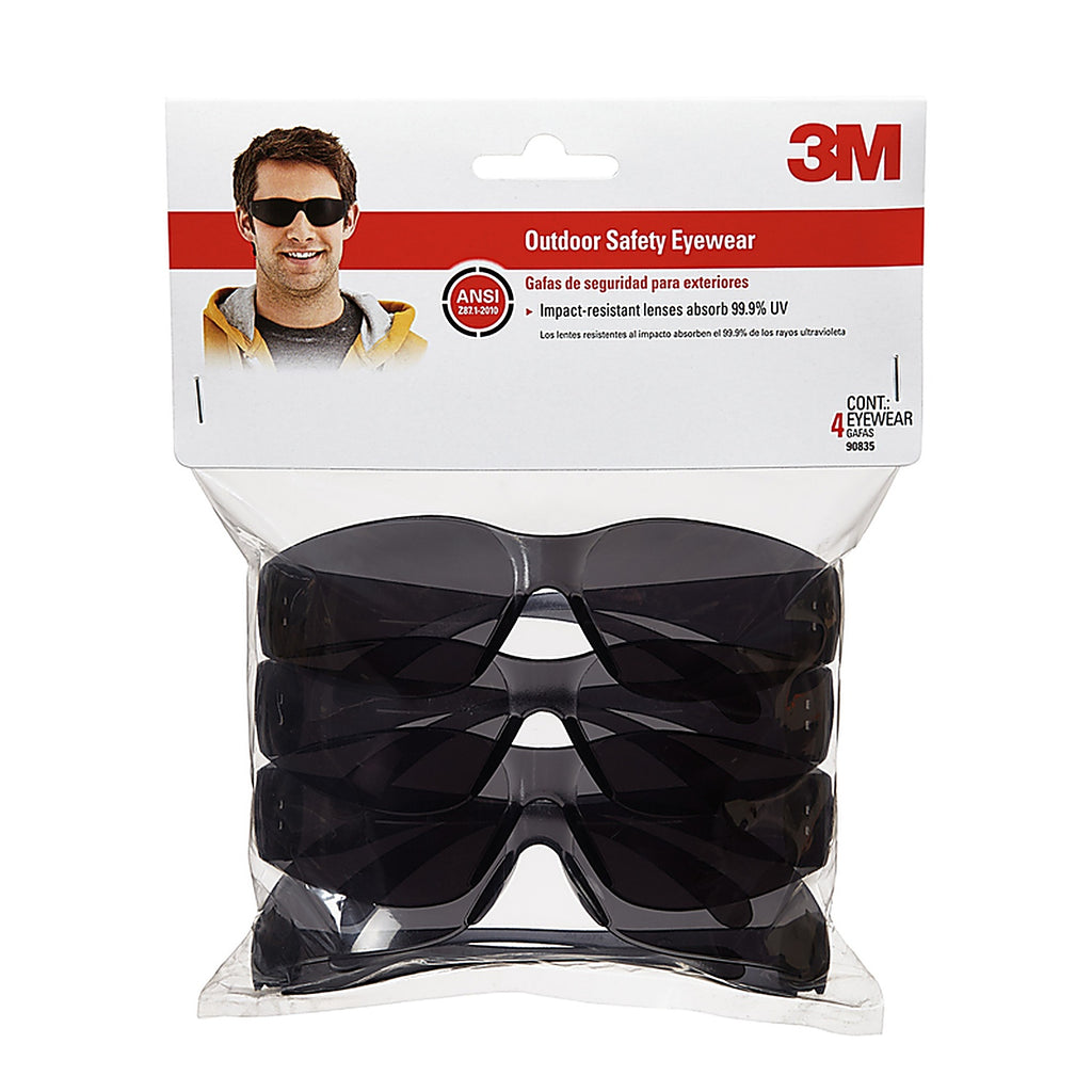 3M 90835 Anti-Fog Safety Glasses Gray Lens Gray Frame 4/pc.