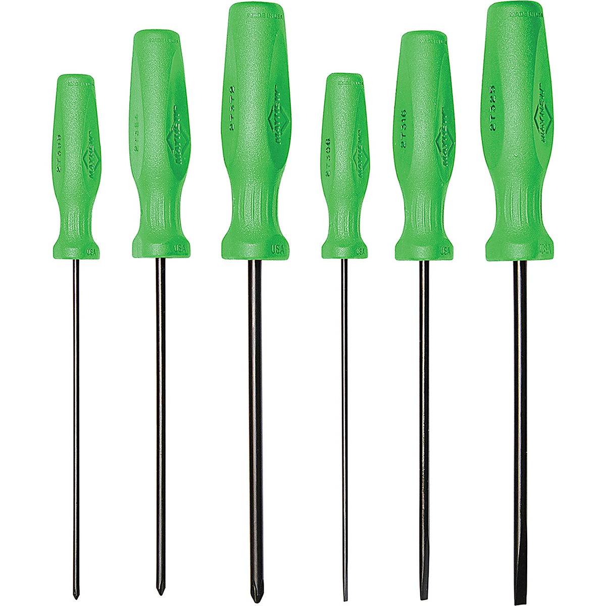 Mayhew - 27021LTHVG - Tools Hi-Vis Green 6 Piece Long Slotted and Phillips Screwdriver Set