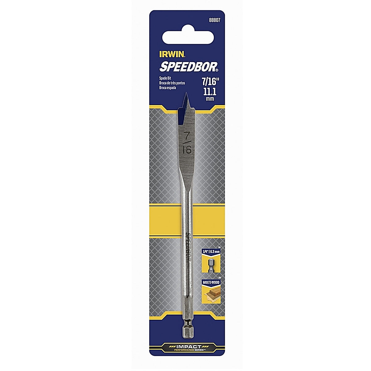 Irwin 88807 Speedbor 7/16 in. x 6 in. L Carbon Steel Wood Boring Bit 1/pc.