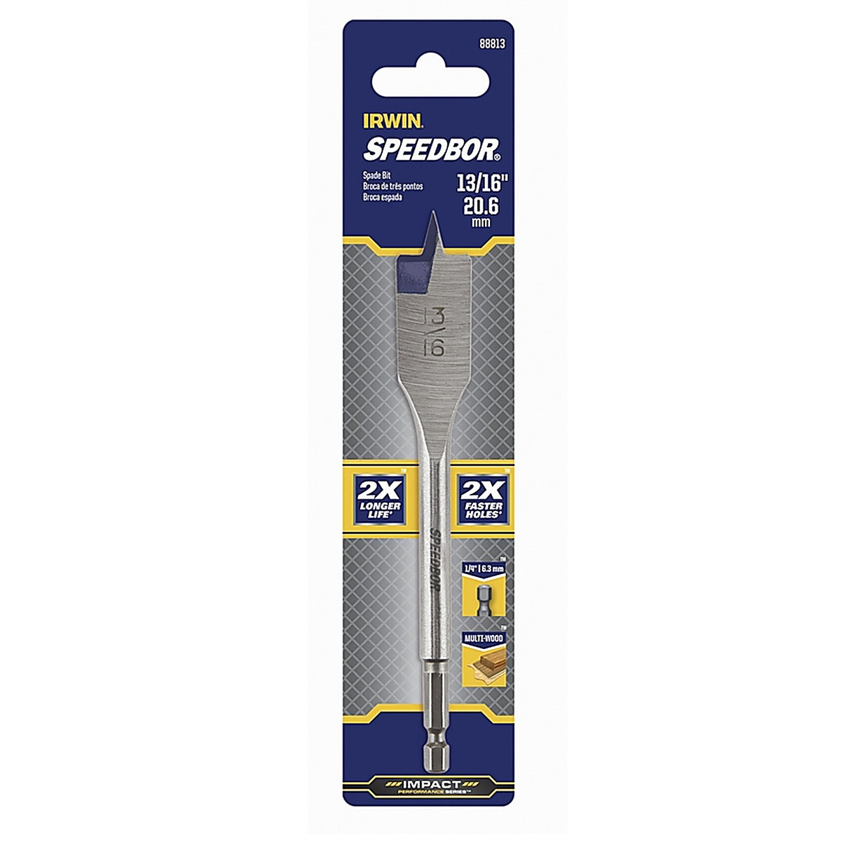 Irwin 88813 Speedbor 13/16 in. x 6 in. L Carbon Steel Wood Boring Bit 1/pc.