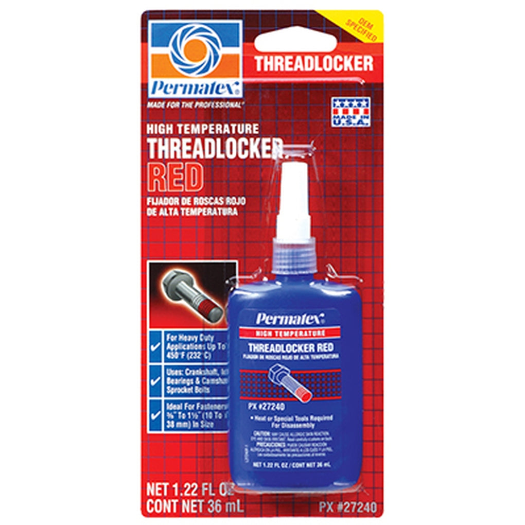 Permatex 27240 High Temperature Threadlocker RED 36 ml bottle, carded