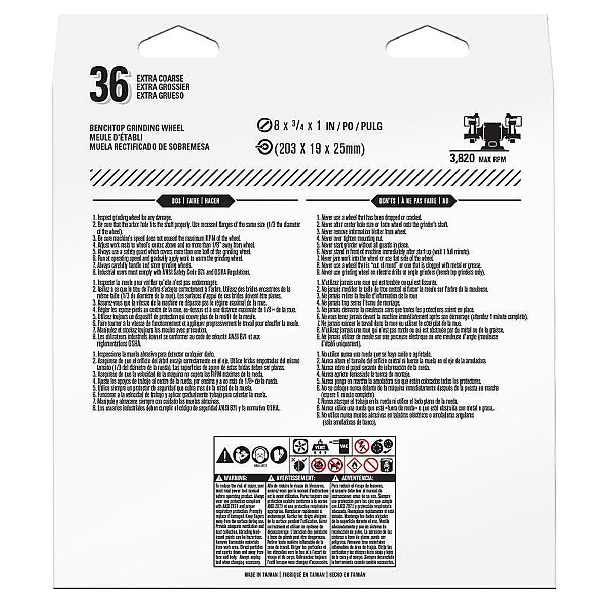 Gator - 6002GA - 8 In. D X 1 In. Grinding Wheel
