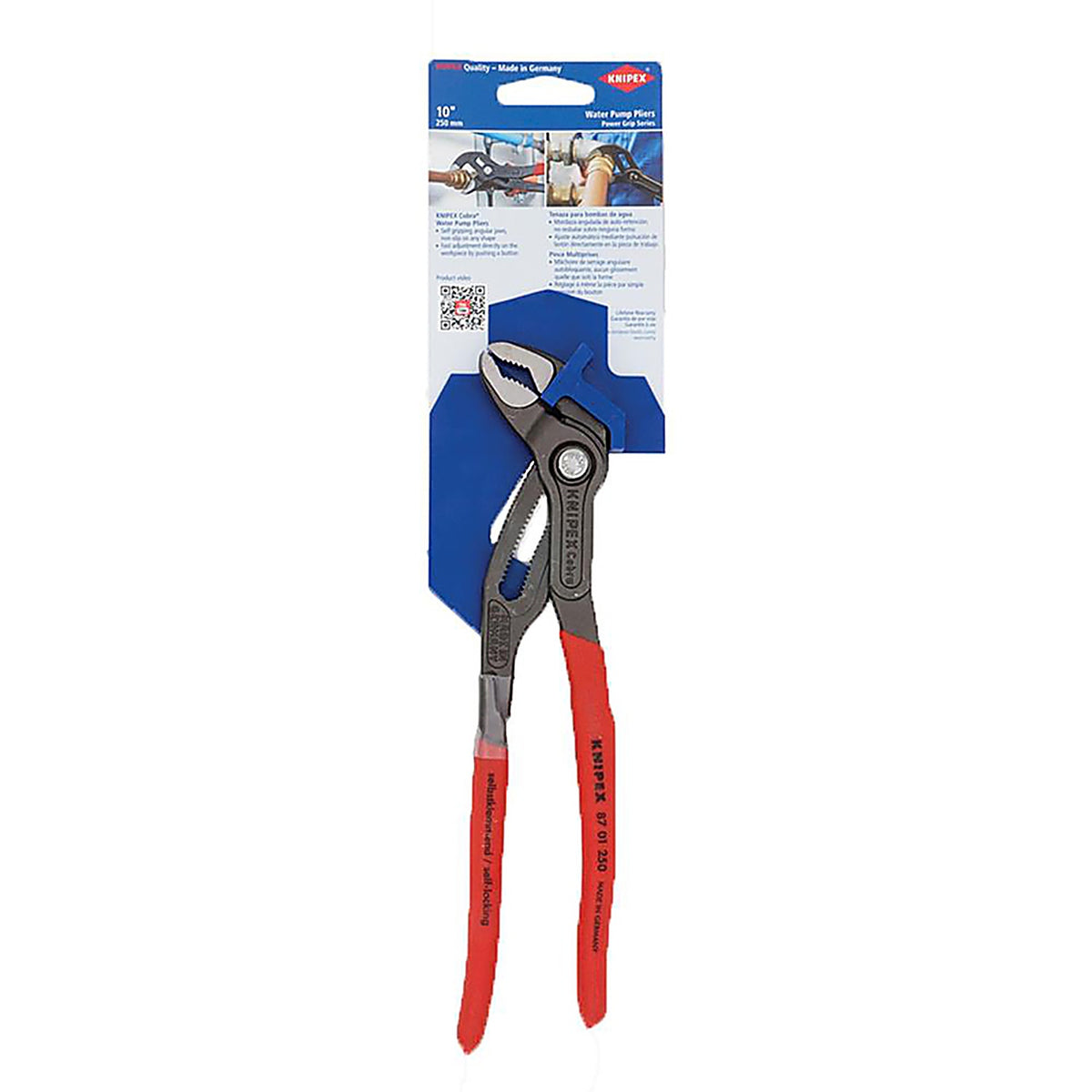 Knipex - 87 01 250 SBA - Cobra 10 In. Chrome Vanadium Steel Water Pump Pliers