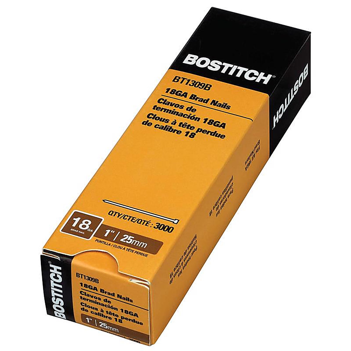 Stanley Bostitch BT1309B 1 in. 18 Ga. Straight Strip Brad Nails Smooth Shank 3000/Pack