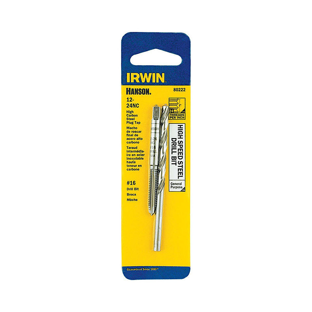 Irwin - 80222 - Hanson High Carbon Steel Hcs Tap and Hss Drill Bit Set 12 - 24 2 Piece