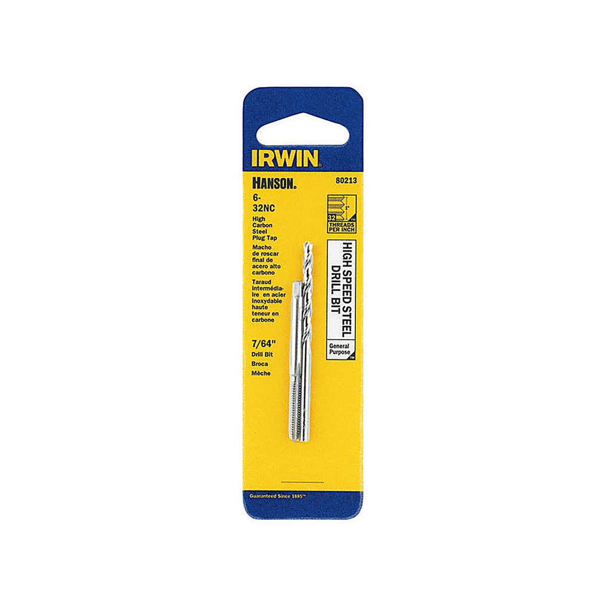 Irwin - 80213 - Hanson High Carbon Steel Hcs Tap and Hss Drill Bit Set 6 - 32 2 Piece