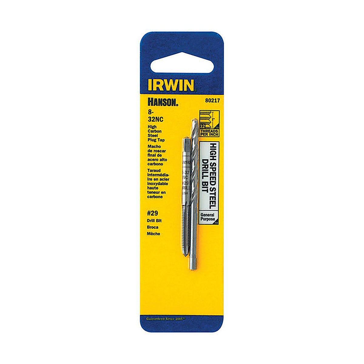 Irwin 80217 Hanson Steel Tap and Drill Combo Set #29 8-32 NC 2/pc.