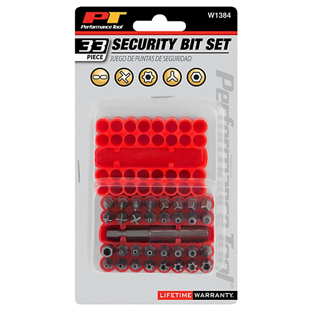 Performance Tool - W1384 - Assorted 1 In. L Security Bit Set Multi-Material 33 Piece