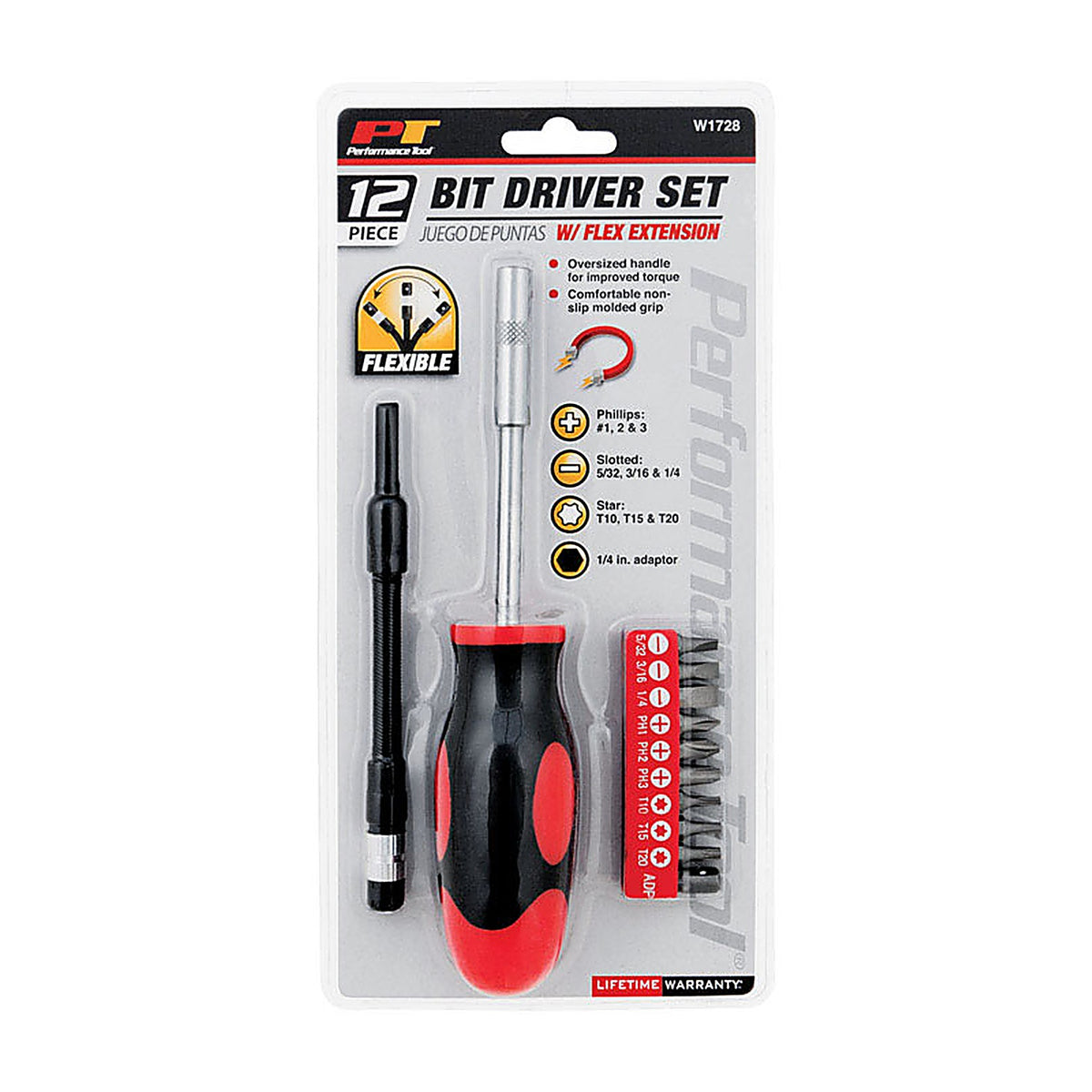 Performance Tool - W1728 - Phillips/Slotted/Star Bit Driver 12 Piece