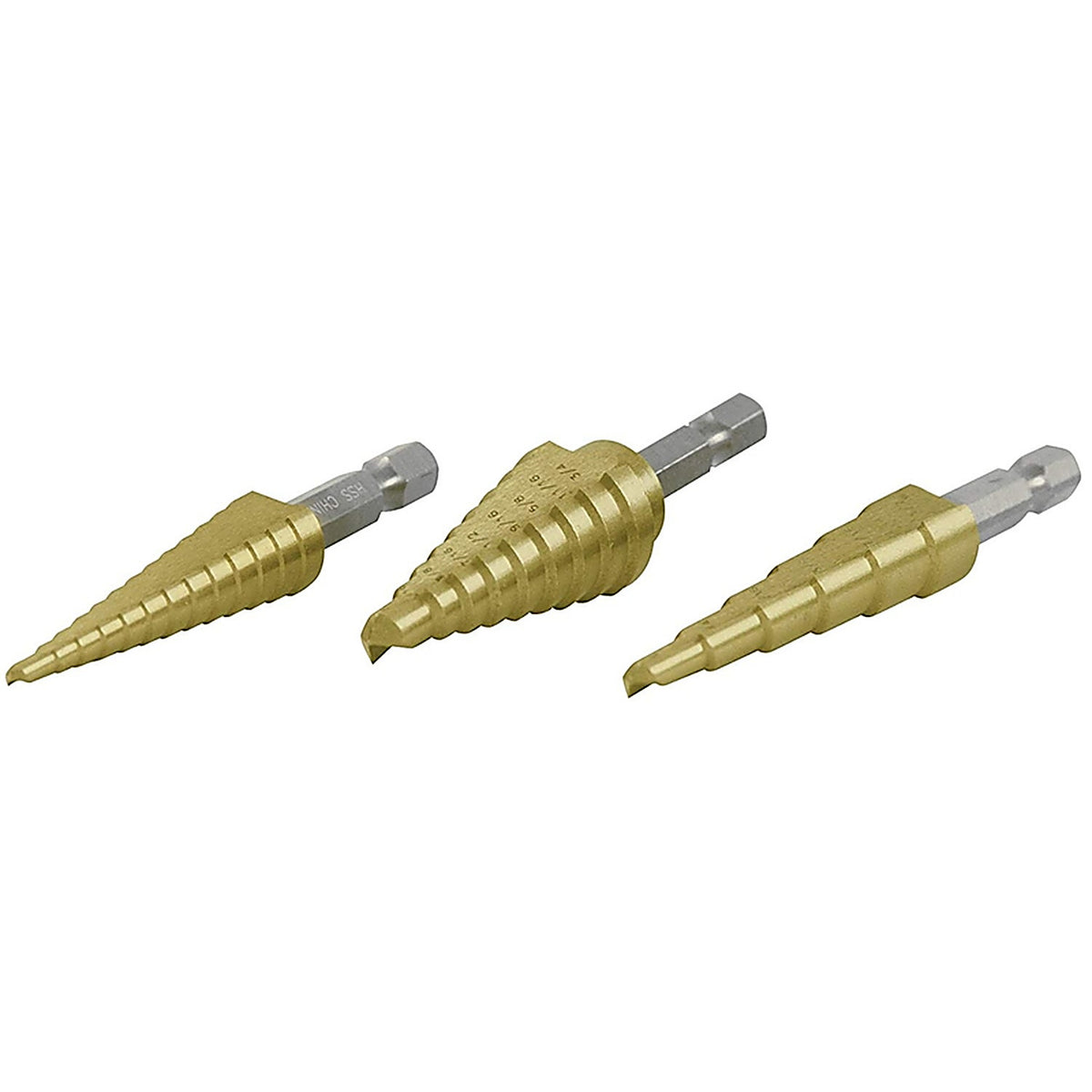 Performance Tool - W9003 - High Speed Steel Step Drill Bit Set HEX Shank 3 Piece