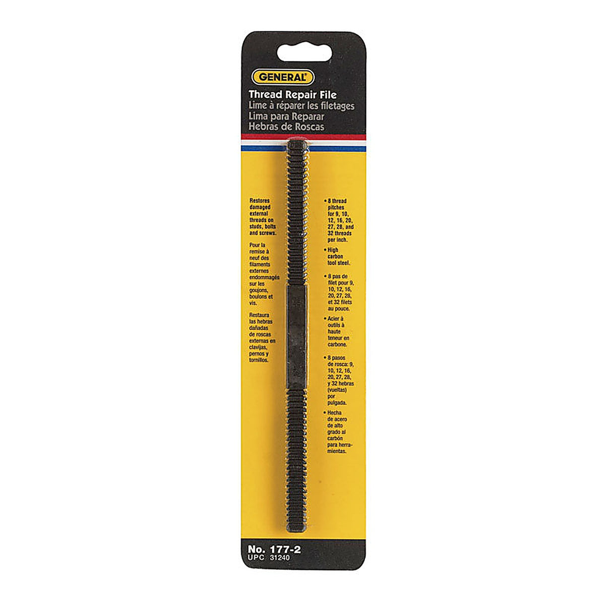 General Tools 177-2 8-1/2 in. L High Carbon Steel Assorted Thread Repair File 1/pc.
