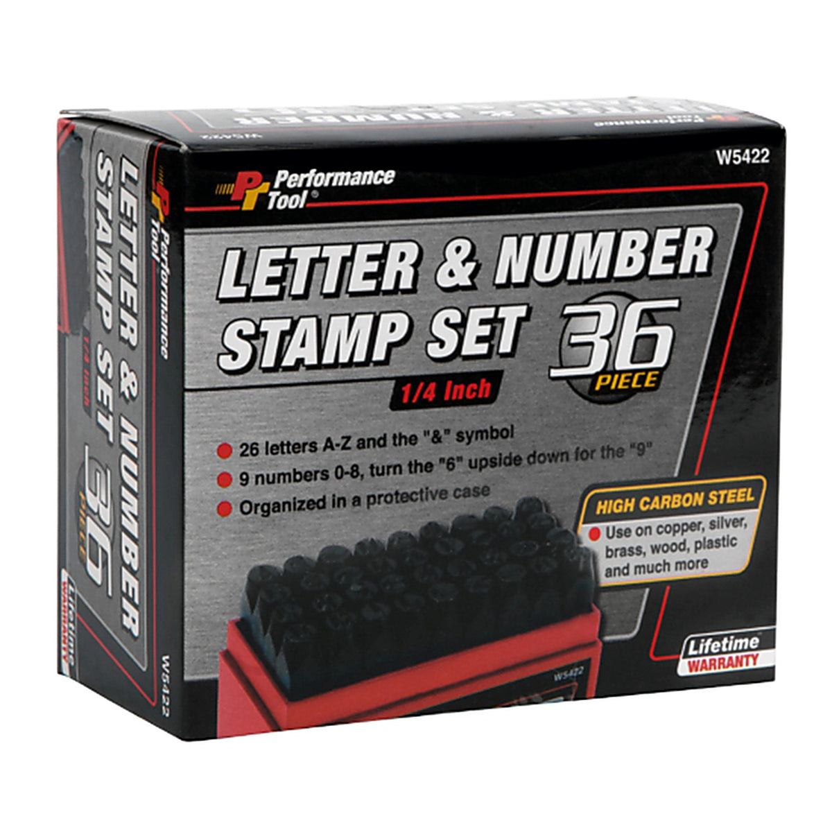 Performance Tool - W5422 - 1/4 In. Letter and Number Stamp Set 36 Pack