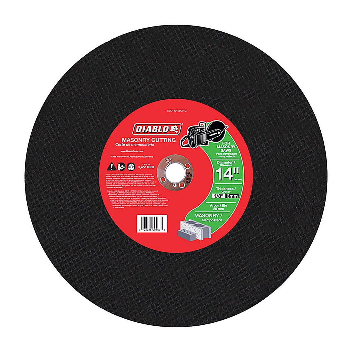 Diablo DBD140125G01C 14 in. D X 20 mm S Silicon Carbide Masonry Cut-Off Disc 1 pk