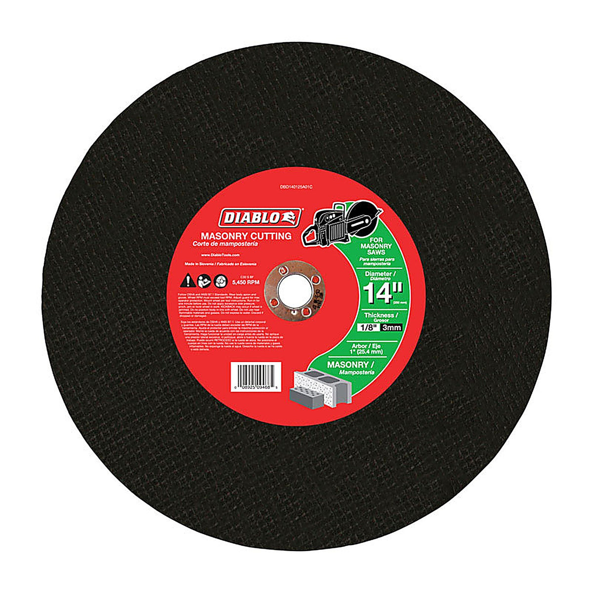 Diablo DBD140125A01C 14 in. D X 1 in. S Silicon Carbide High Speed Masonry Cut-Off Disc 1 pk