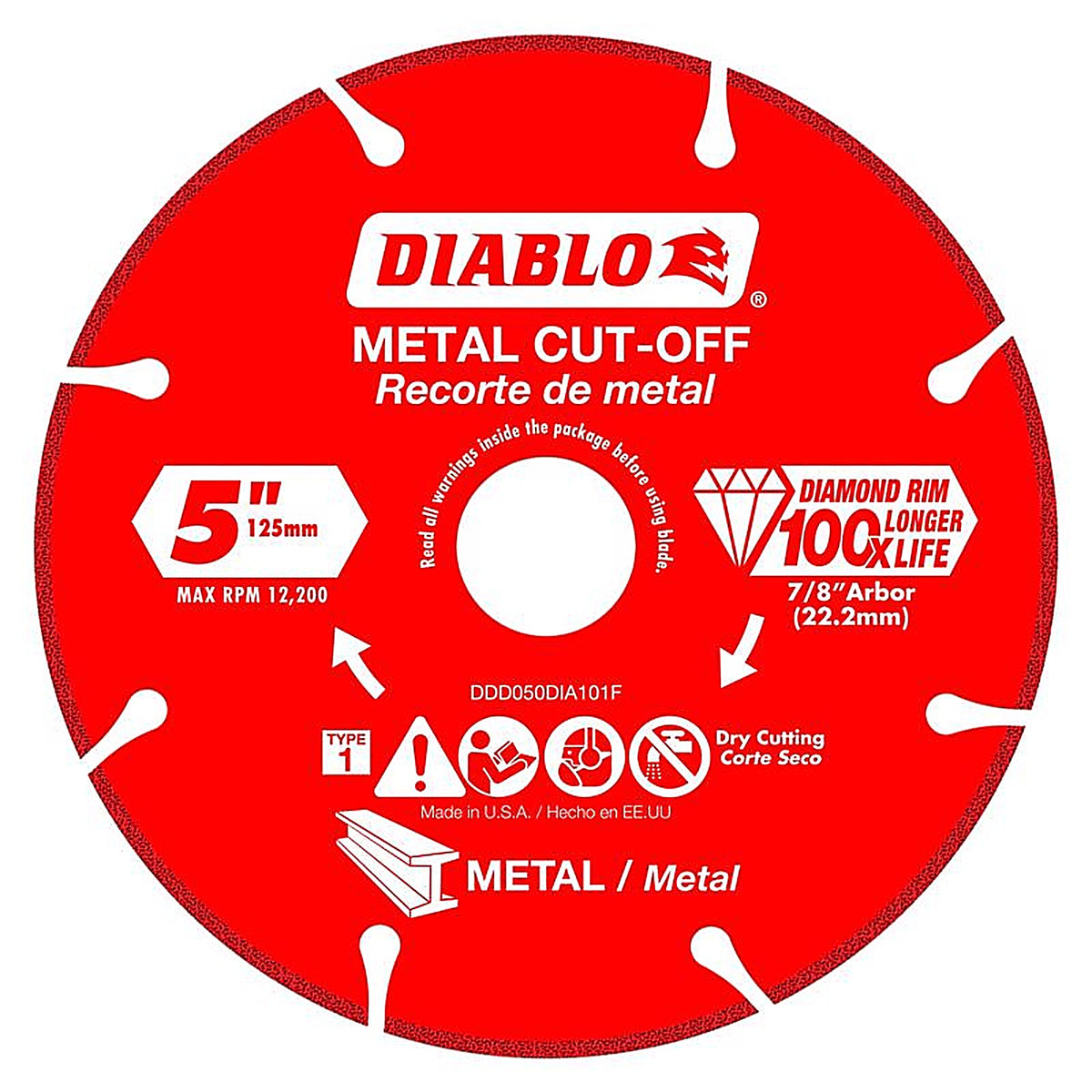 Diablo DDD050DIA101F 5 in. D X 7/8 in. S Diamond Metal Cut-Off Wheel