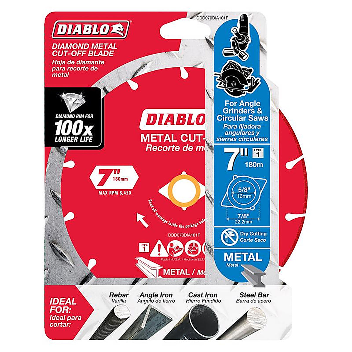 Diablo DDD070DIA101F 7 in. D X 7/8 in. S Diamond Metal Cut-Off Wheel