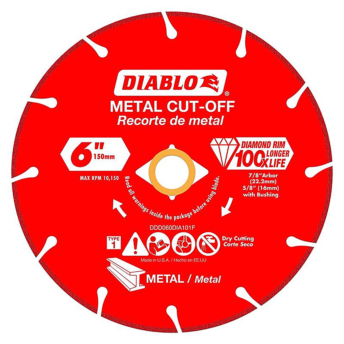 Diablo DDD060DIA101F 6 in. D X 7/8 in. Diamond Metal Cut-Off Wheel