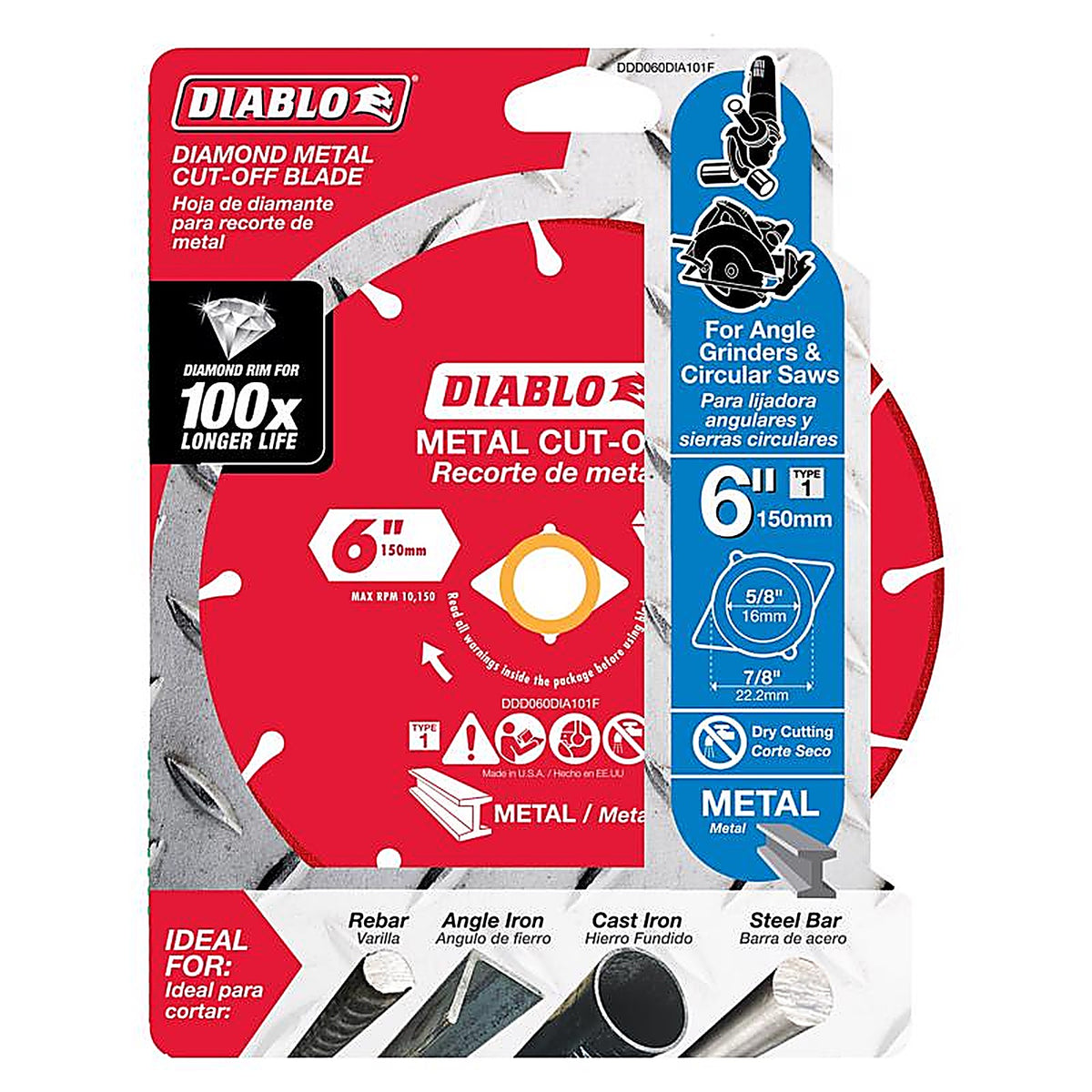 Diablo DDD060DIA101F 6 in. D X 7/8 in. Diamond Metal Cut-Off Wheel