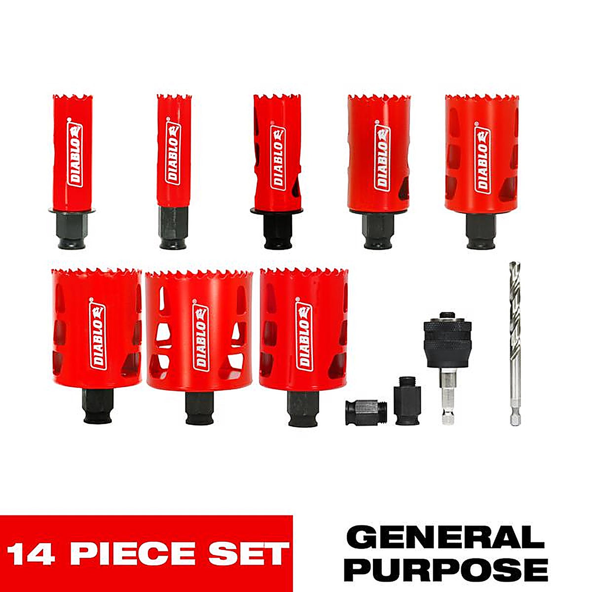 Diablo DHS14SGP Bi-Metal Mandrel Hole Saw Kit 14 pc