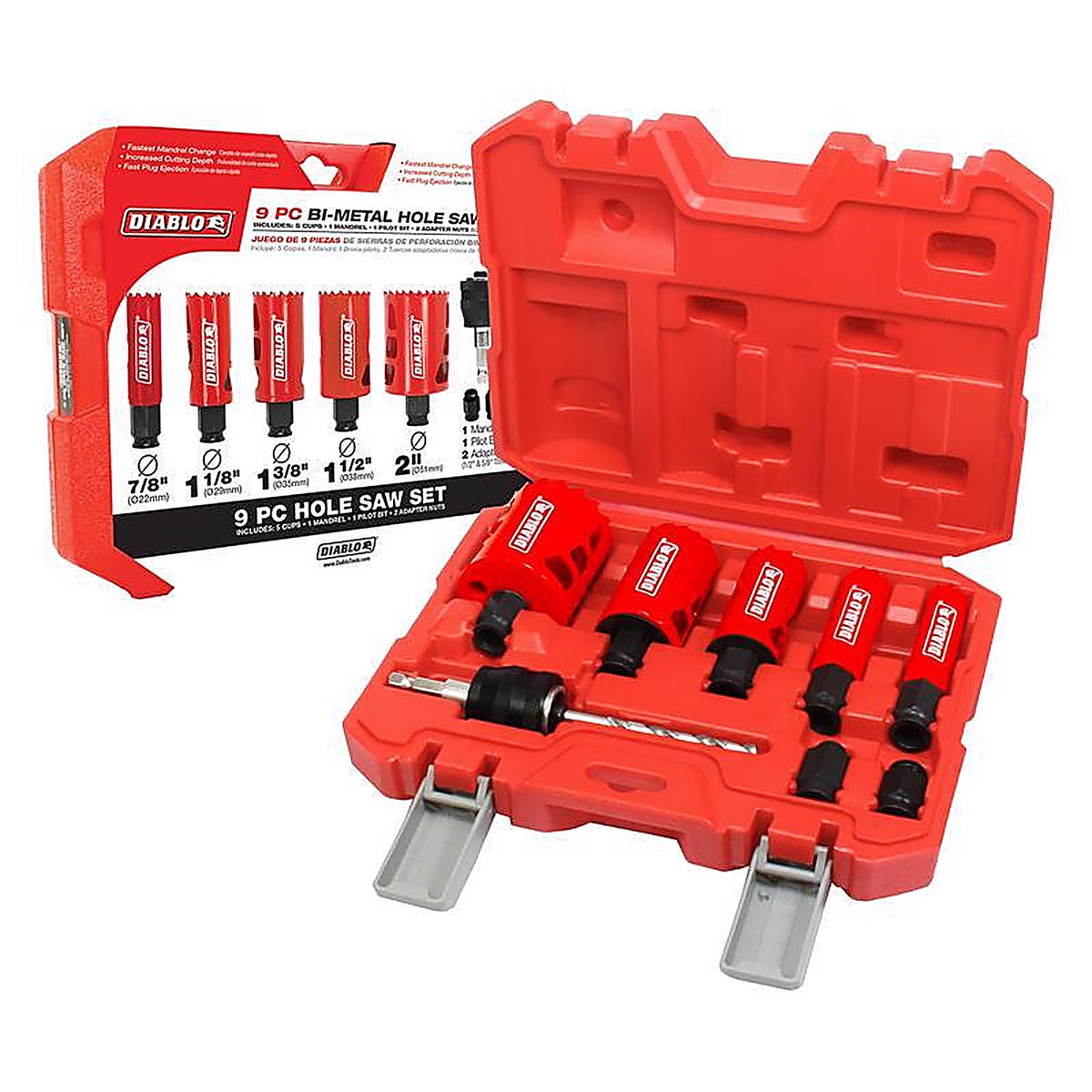 Diablo DHS09SGP Bi-Metal Mandrel Hole Saw Kit 9 pc