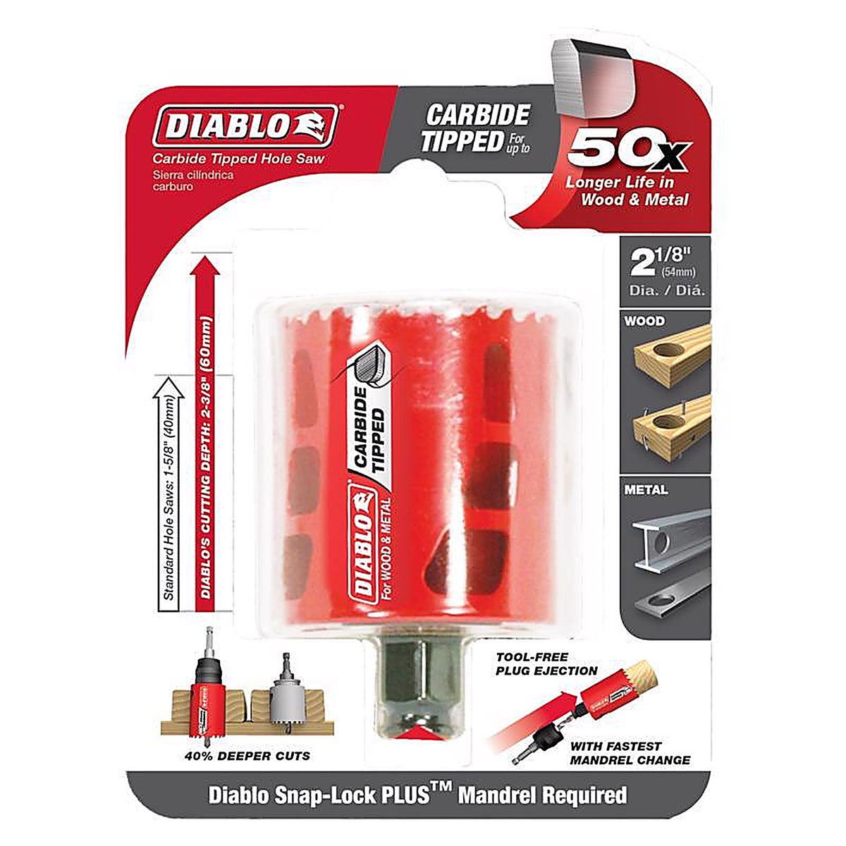 Diablo DHS2125CT 2-1/8 in. Carbide Tipped Mandrel Hole Saw 1 pc