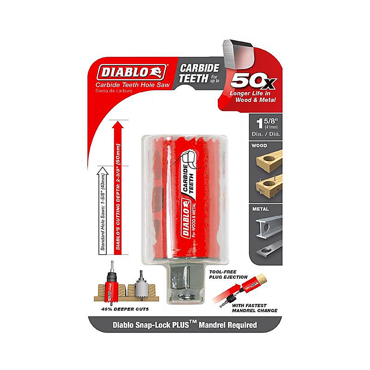 Diablo DHS1625CT 1-5/8 in. Carbide Tipped Mandrel Hole Saw 1 pc