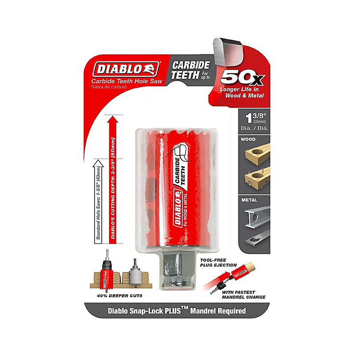 Diablo DHS1375CT 1-3/8 in. Carbide Tipped Mandrel Hole Saw 1 pc