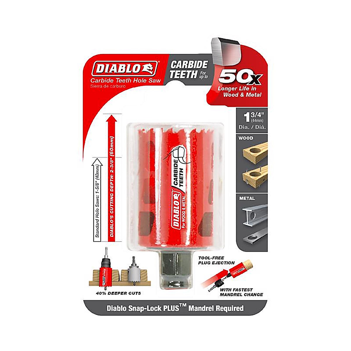 Diablo DHS1750CT 1-3/4 in. Carbide Tipped Mandrel Hole Saw 1 pc