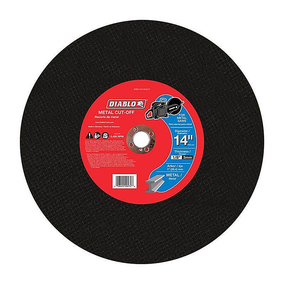 Diablo DBD140125A01F 14 in. D X 1 in. S Aluminum Oxide High Speed Metal Cut-Off Disc 1 pk