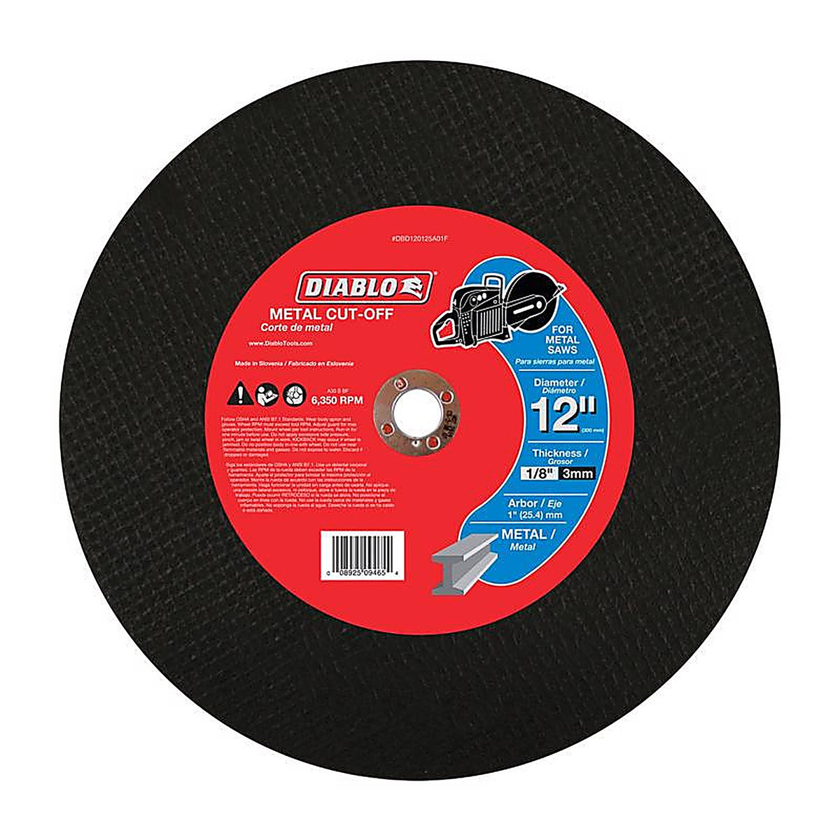 Diablo DBD120125A01F 12 in. D X 1 in. S Aluminum Oxide High Speed Metal Cut-Off Disc 1 pk