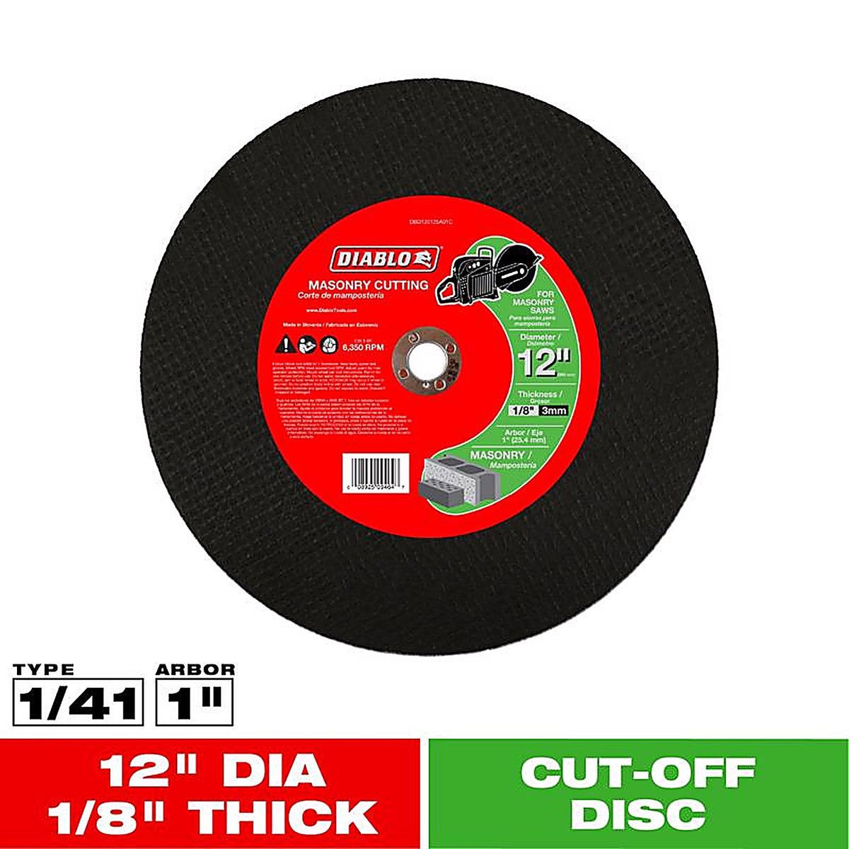 Diablo DBD120125A01F 12 in. D X 1 in. S Aluminum Oxide High Speed Metal Cut-Off Disc 1 pk