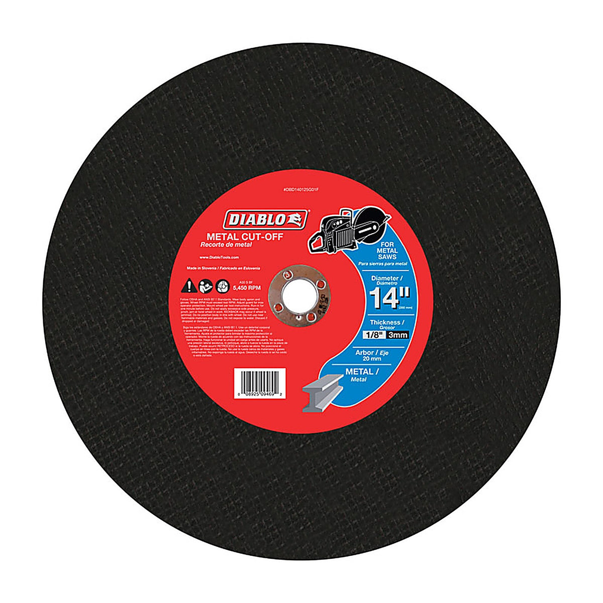 Diablo DBD140125G01F 14 in. D X 20 mm S Aluminum Oxide High Speed Metal Cut-Off Disc 1 pk