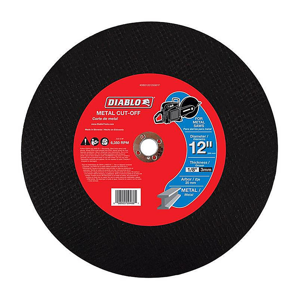 Diablo DBD120125G01F 12 in. D X 20 mm S Aluminum Oxide High Speed Metal Cut-Off Disc 1 pk
