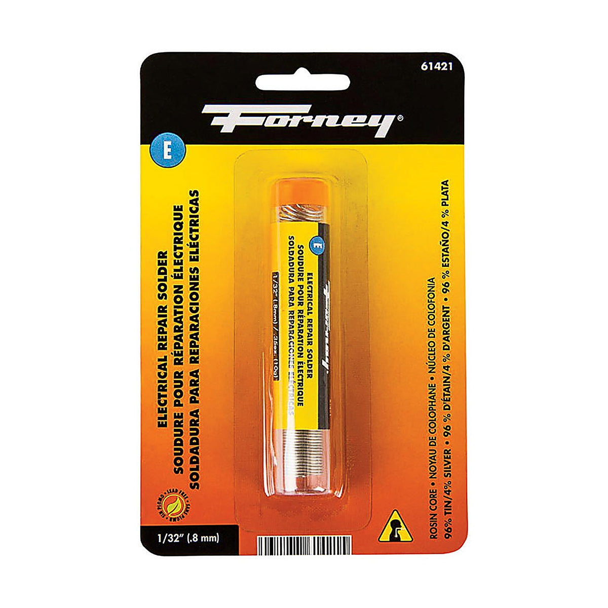 Forney 61421 0.35 oz Lead-Free Rosin Core Solder Wire 1/32 in. D Tin/Silver 1 pc