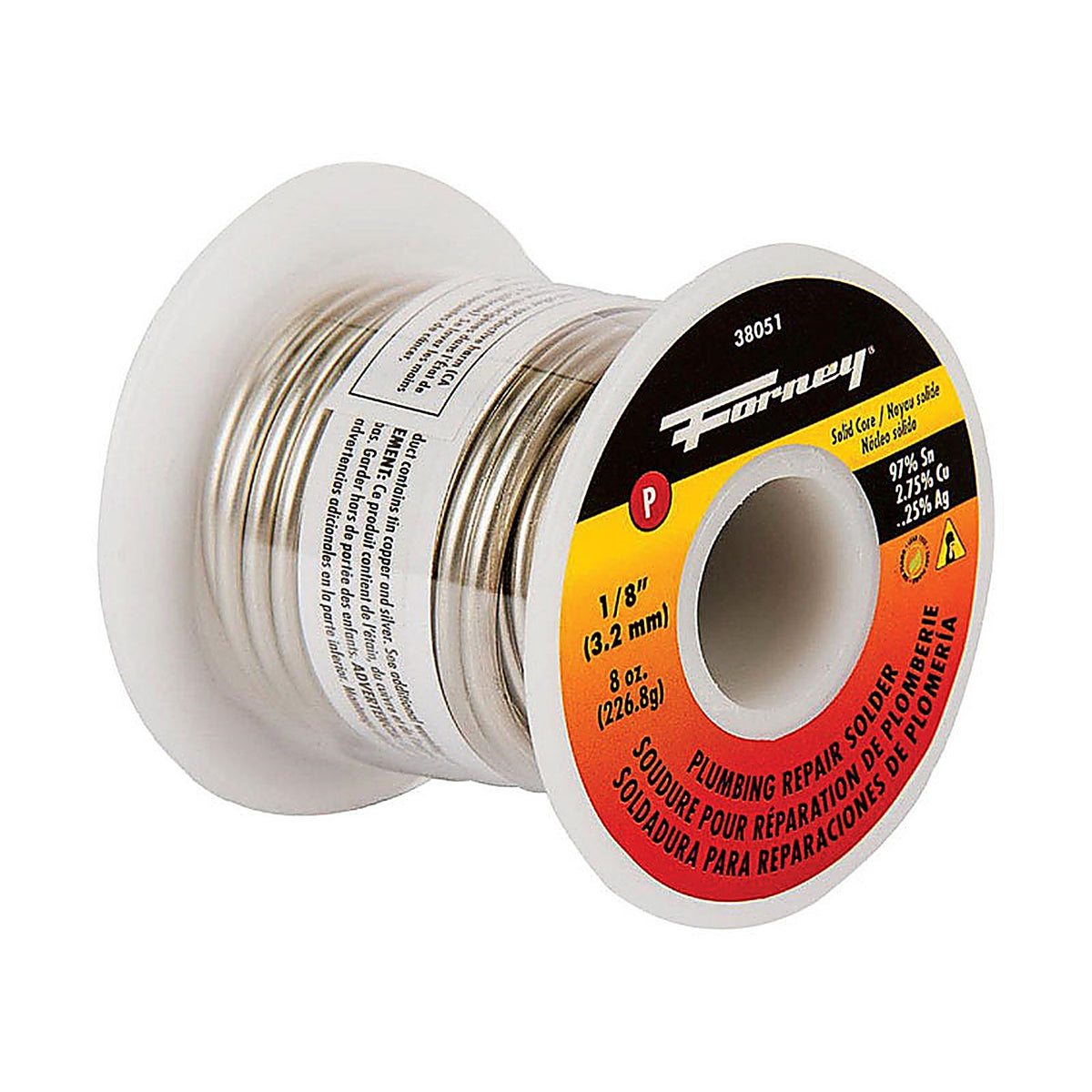 Forney 38051 8 oz Lead-Free Plumbing Wire Solder 1/8 in. D Tin/Copper/Silver 1 pc