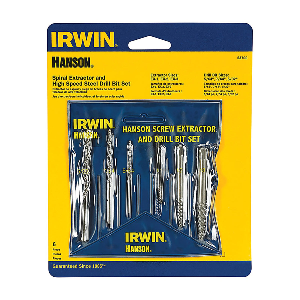 Irwin - 53700 - Hanson 13/32 In. High Speed Steel Bolt Extractor Set 7 In. 6 Piece
