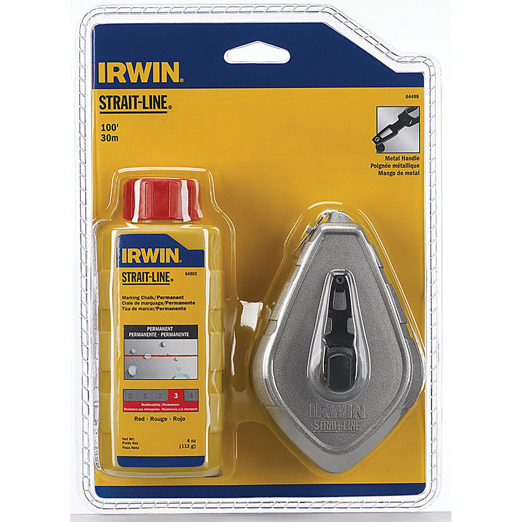 Irwin 1932881 Strait-Line 4 oz. Red Twisted Chalk and Reel Set 100 ft.