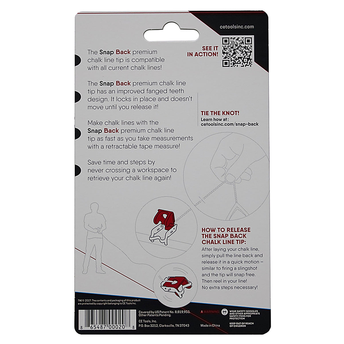 CE Tools - CET101 - Snapback Releasable Chalk Line Tip