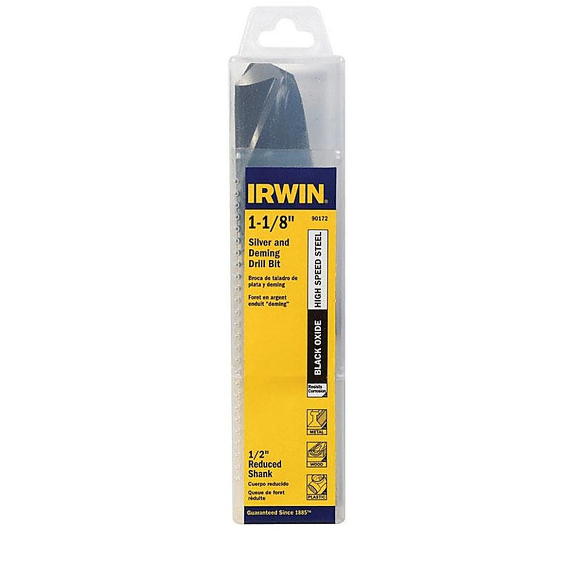 Irwin - 90172 - 1-1/8 In. X 6 In. L High Speed Steel Drill Bit Straight Shank 1 Piece